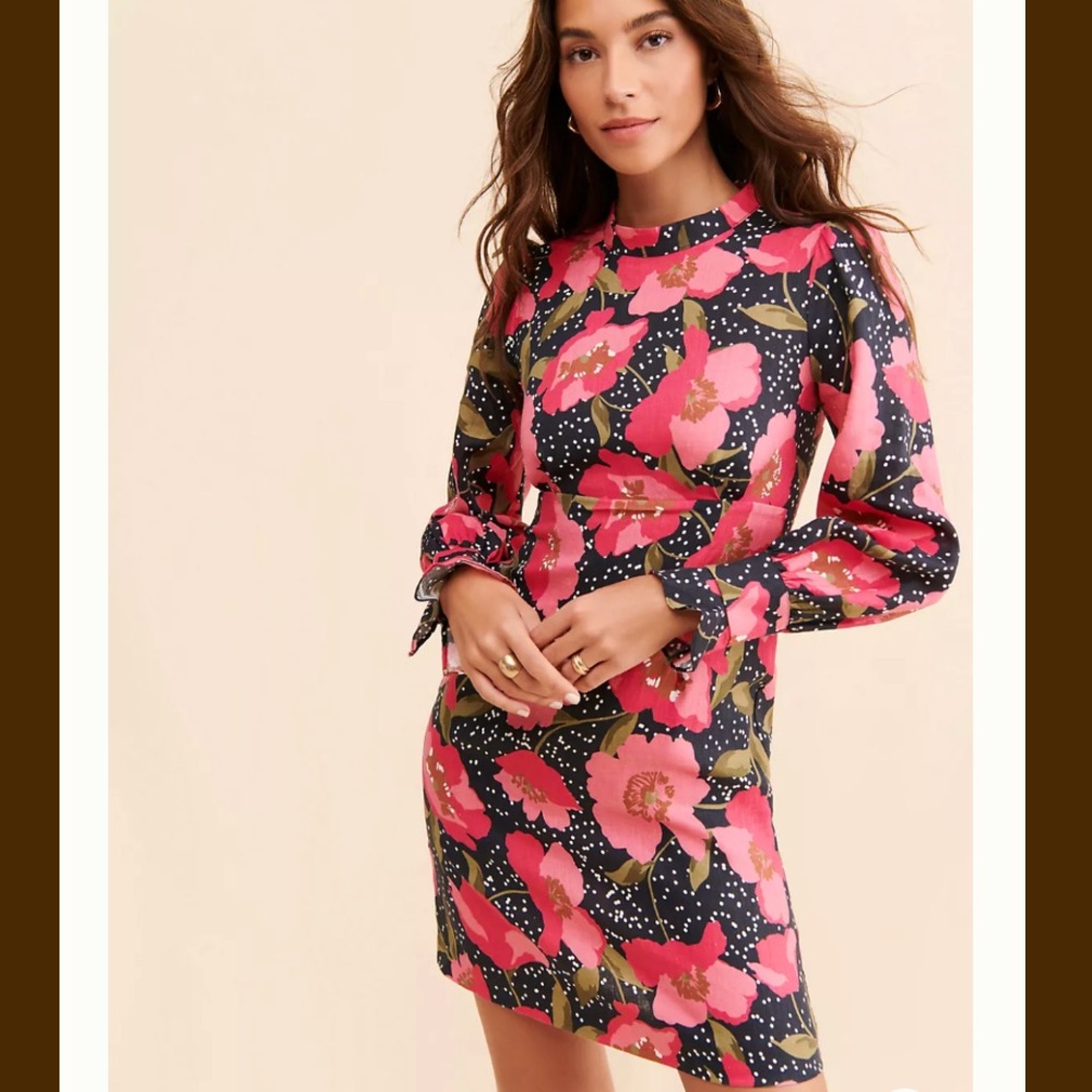 Anthropologie Kachel Linen Floral Dress Size 12